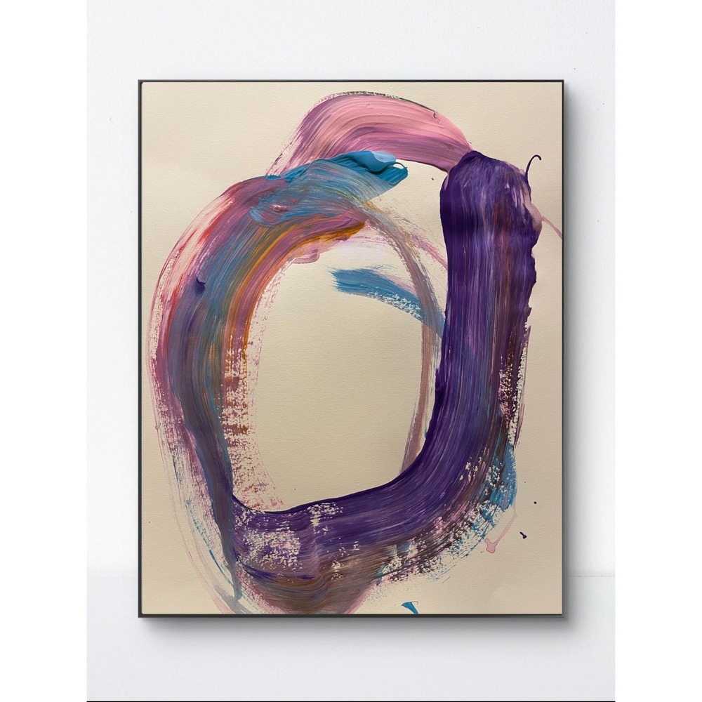 OMAN Violet Vortex Abstract Impasto Painting 11x14 Original Art Cosmic Gestural